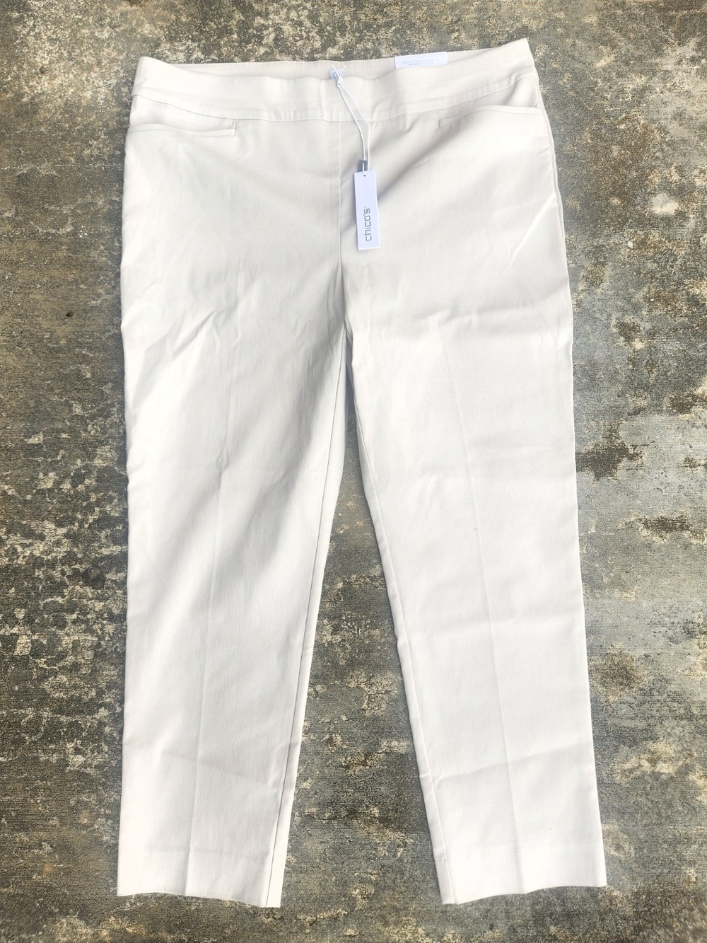 New Women's Chico's Tan Slit Slim Ankle Smokey Taupe Pants, $99 size 3R XL (16)